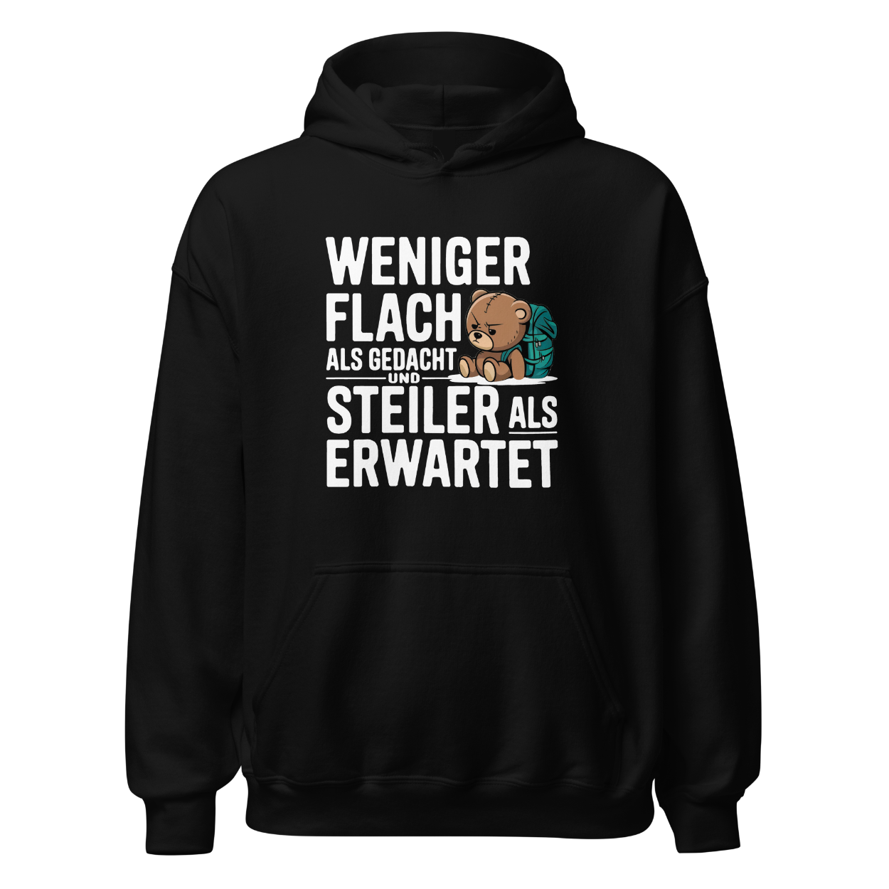 Steilzeit Hoodie mit Berg-Spruch, Frontansicht