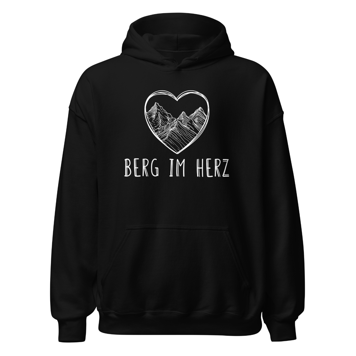 Berg im Herz Hoodie mit Bergmotiv, Frontansicht