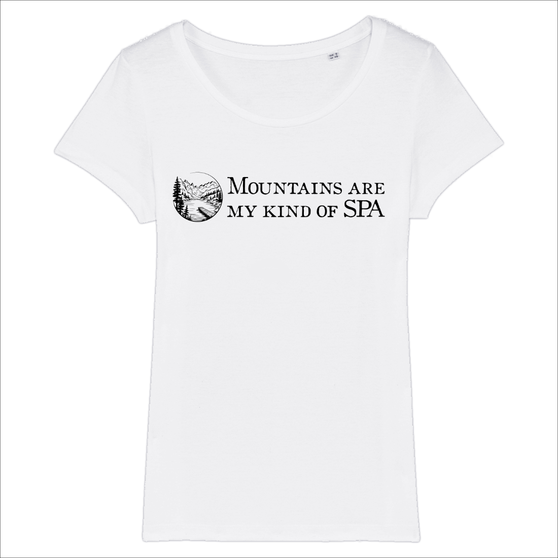 SPA Frauen Shirt mit Berg-Spruch, Motivdetail