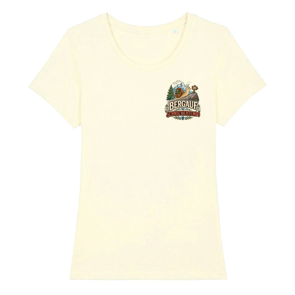 Bergauf im Schneckentempo Damenshirt mit Brustdruck, Kraxelgaudi
