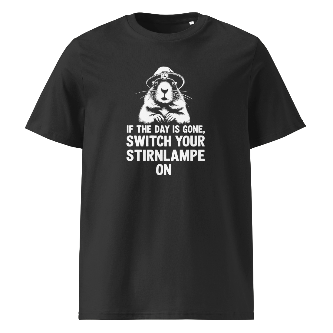 Stirnlampe T-Shirt mit Wander-Spruch, Frontansicht