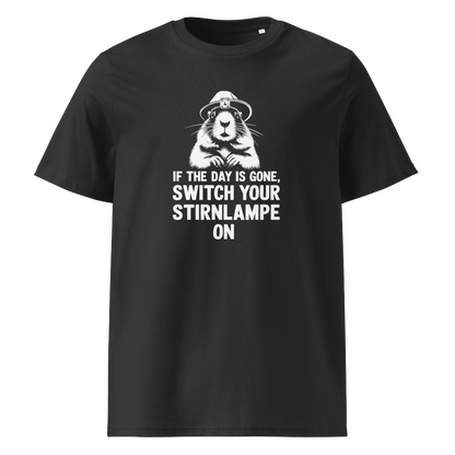 Stirnlampe T-Shirt mit Wander-Spruch, Frontansicht