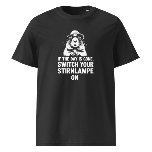 Stirnlampe T-Shirt mit Wander-Spruch, Frontansicht