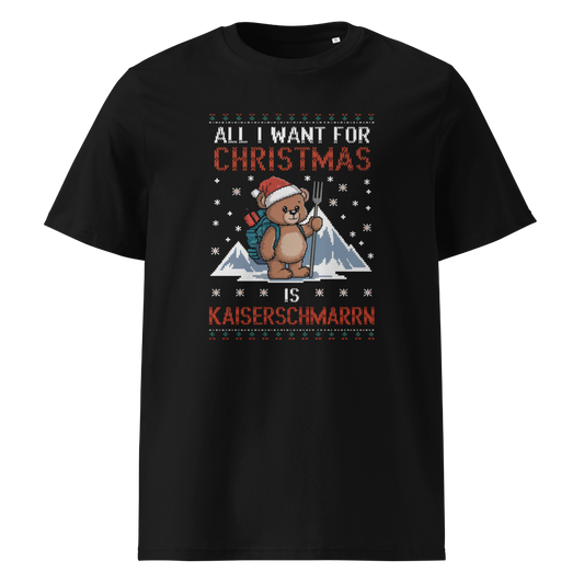 All I Want Christmas T-Shirt mit Weihnachts-Spruch, Frontansicht