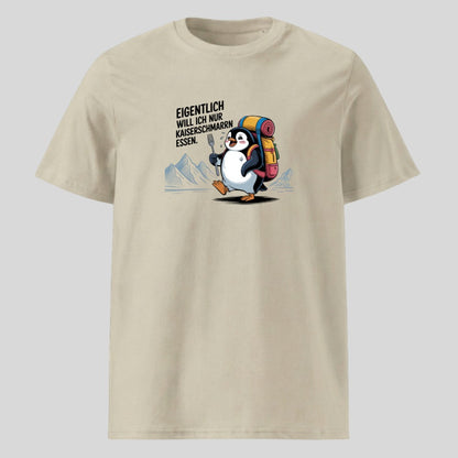 Kaiserschmarrn Pinguin Unisex T-Shirt in Beige, Kraxelgaudi