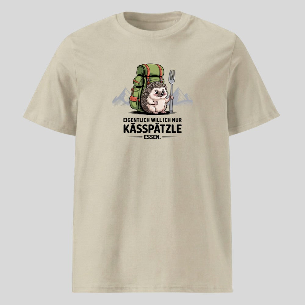 Kässpätzle Igel Unisex T-Shirt in Beige, Kraxelgaudi