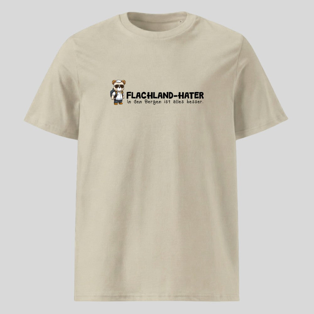Flachland Hater Unisex T-Shirt in Beige, Kraxelgaudi