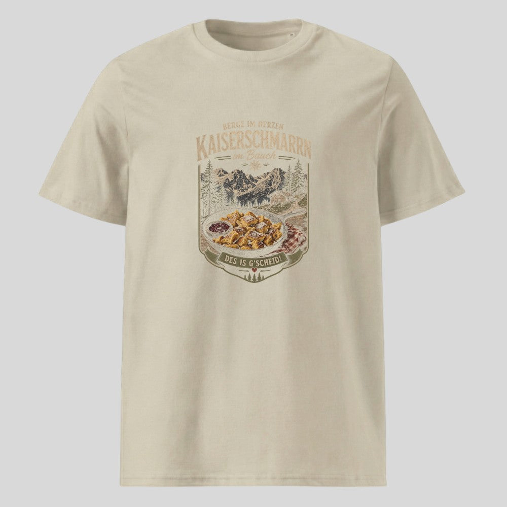 Kaiserschmarrn im Bauch Unisex T-Shirt in Beige, Kraxelgaudi