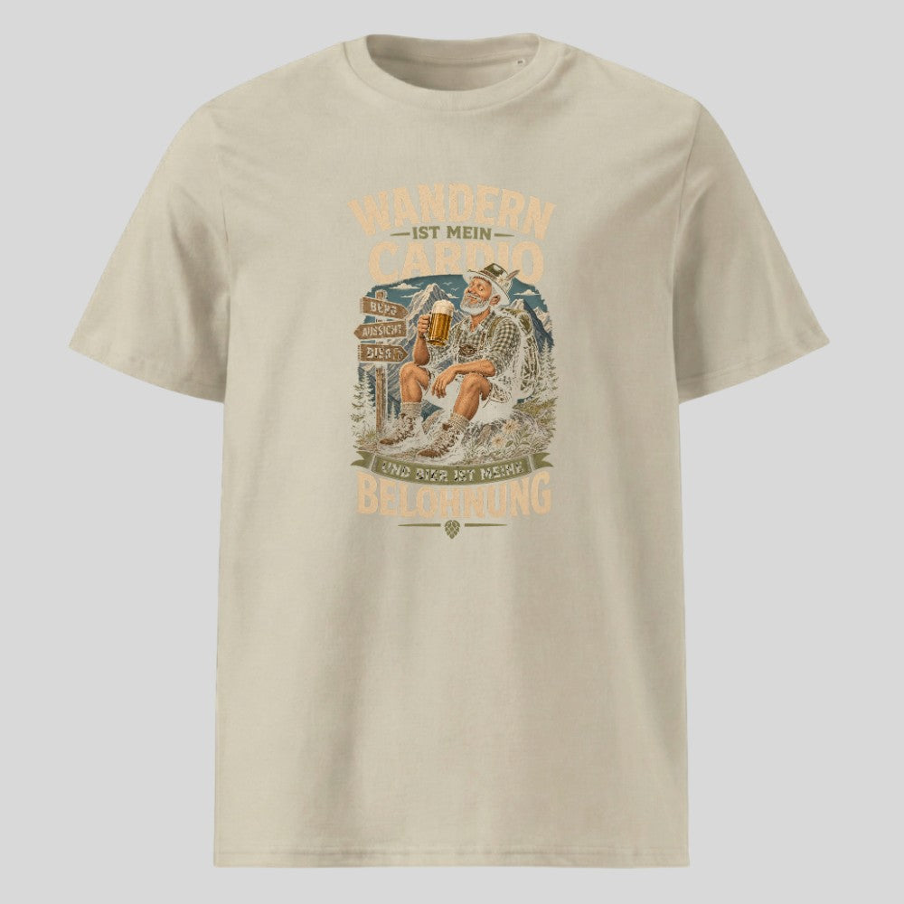 Wandern ist mein Cardio Unisex T-Shirt in Beige, Kraxelgaudi