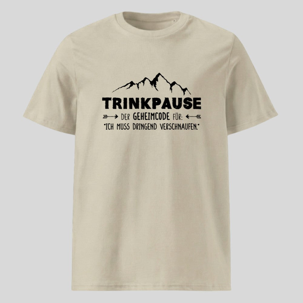 Trinkpause Unisex T-Shirt in Beige, Kraxelgaudi