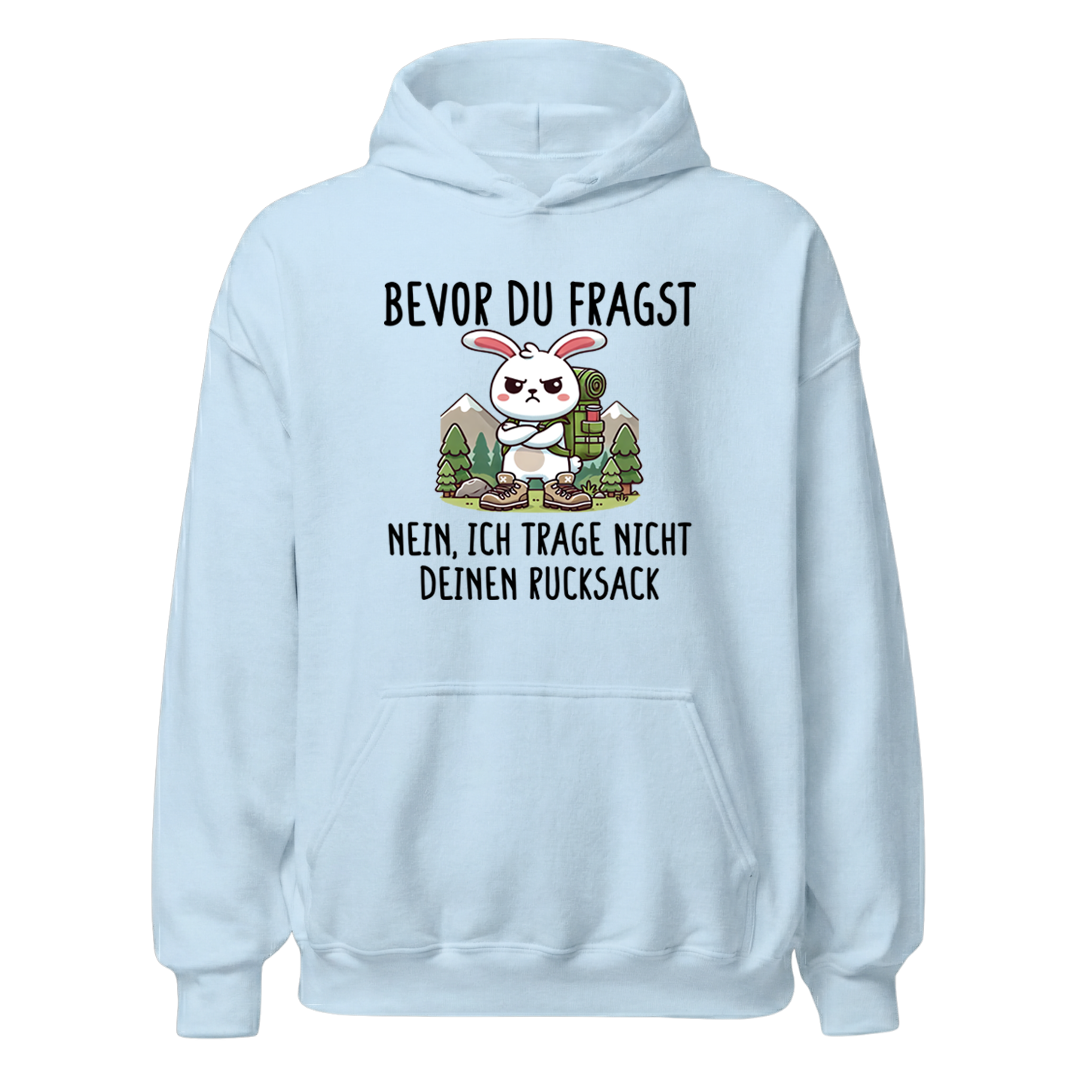 Schlepper Hoodie mit Wanderspruch, Print Nahaufnahme