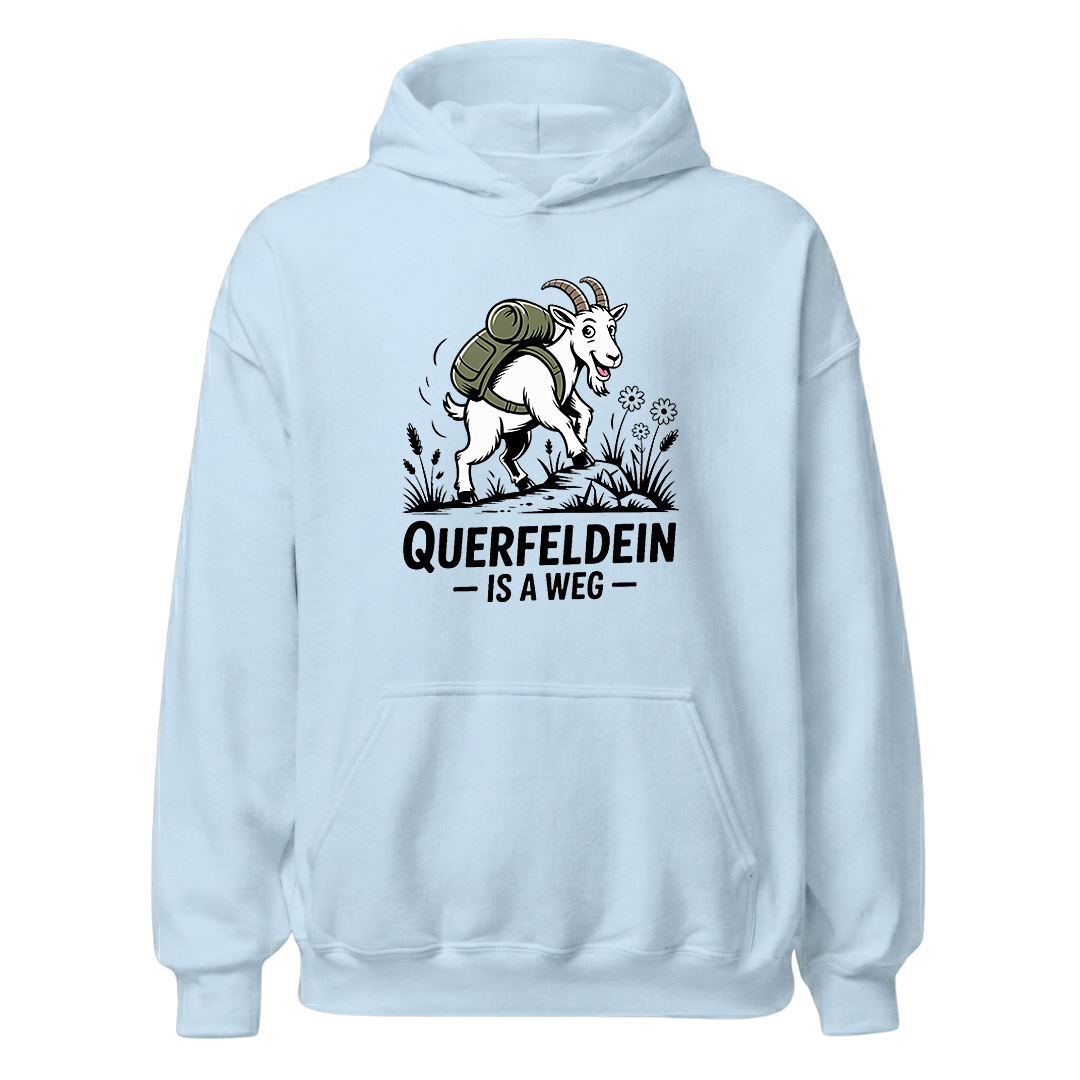 Querfeldein Bergziege Hoodie Unisex mit Ziegen-Motiv, Print Nahaufnahme