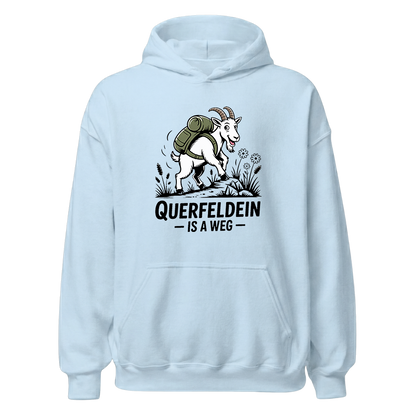 Querfeldein Bergziege Hoodie Unisex mit Ziegen-Motiv, Print Nahaufnahme