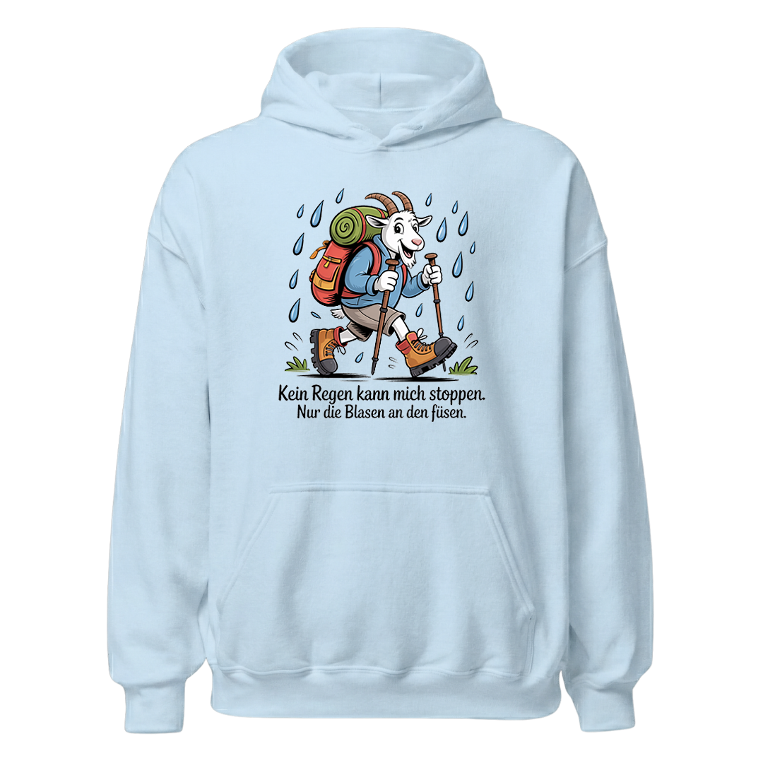 Kein Regen kann mich stoppen Hoodie Unisex mit Spruch, Print Nahaufnahme