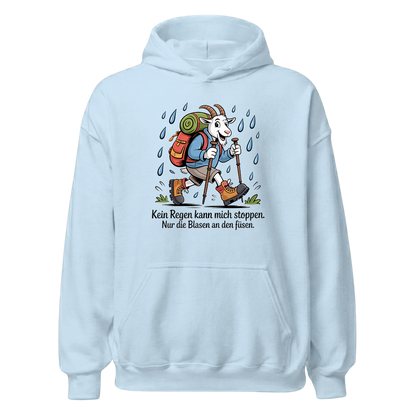 Kein Regen kann mich stoppen Hoodie Unisex mit Spruch, Print Nahaufnahme