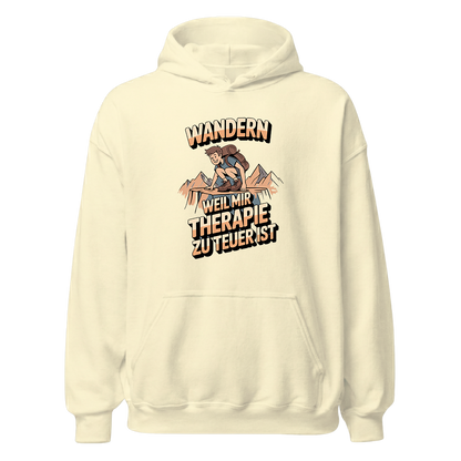 Wandern weil Therapie zu teuer ist Hoodie Unisex mit Spruch, Farbvariante