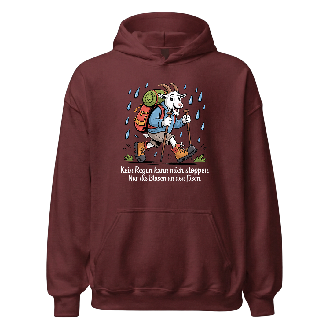 Kein Regen kann mich stoppen Hoodie Unisex mit Spruch, Detailansicht