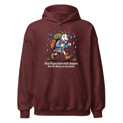 Kein Regen kann mich stoppen Hoodie Unisex mit Spruch, Detailansicht