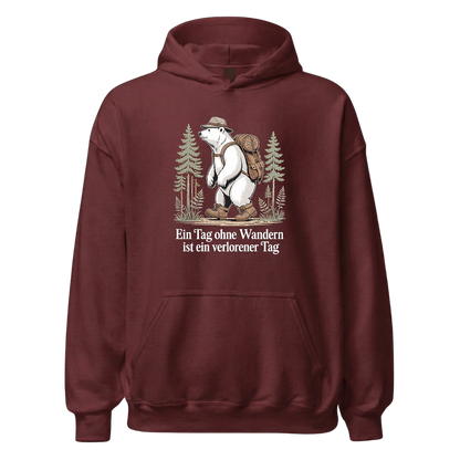 Ein Tag ohne Wandern Hoodie Unisex mit Spruch, Detailansicht