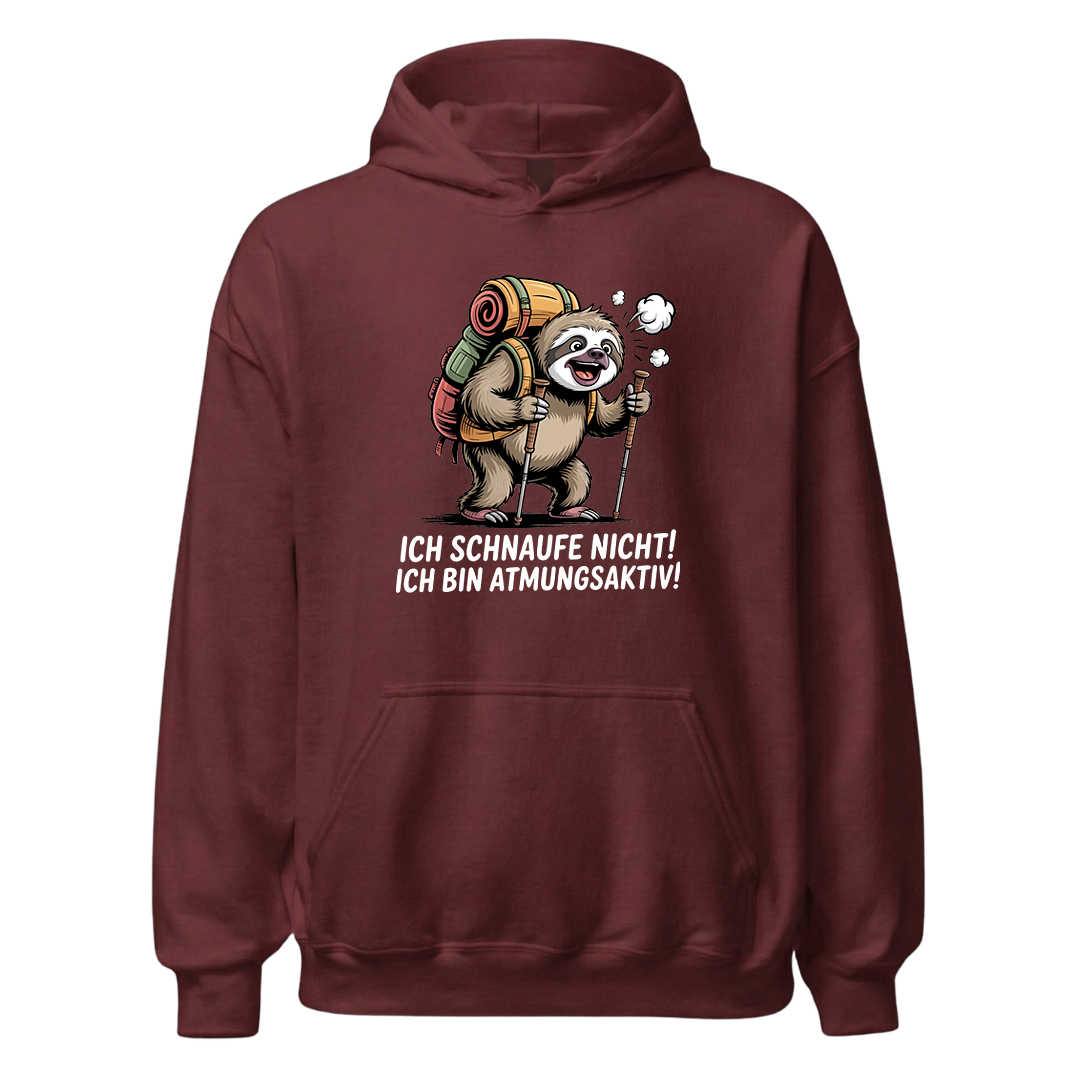 Atmungsaktiv Hoodie Unisex mit Wander-Spruch, Detailansicht