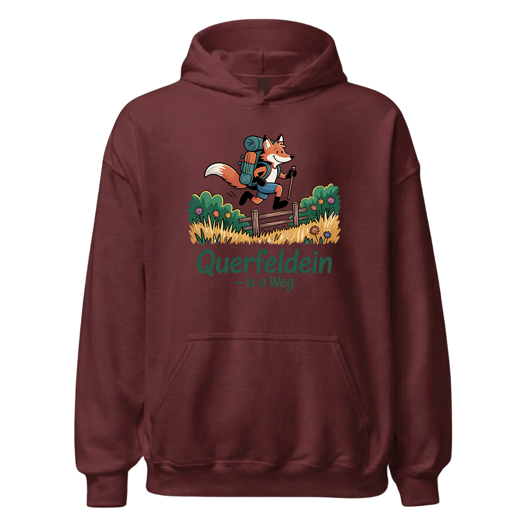 Querfeldein Fuchs Hoodie Unisex mit Fuchs-Motiv, Detailansicht