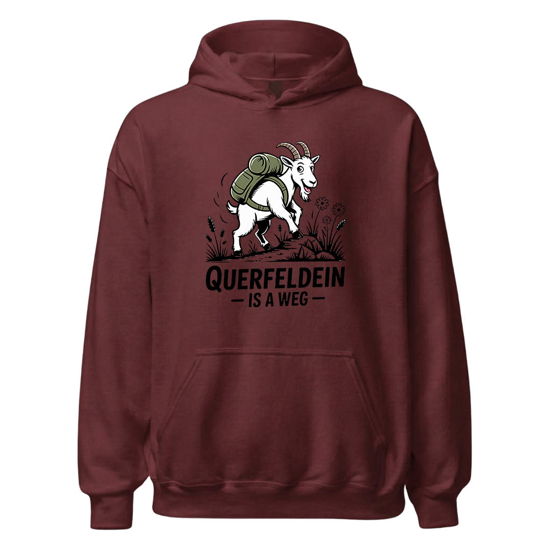 Querfeldein Bergziege Hoodie Unisex mit Ziegen-Motiv, Detailansicht