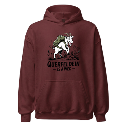 Querfeldein Bergziege Hoodie Unisex mit Ziegen-Motiv, Detailansicht