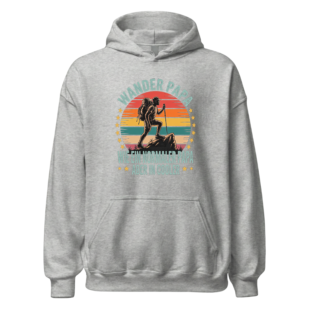 Wanderpapa Hoodie Unisex mit Wander-Motiv, Rückansicht