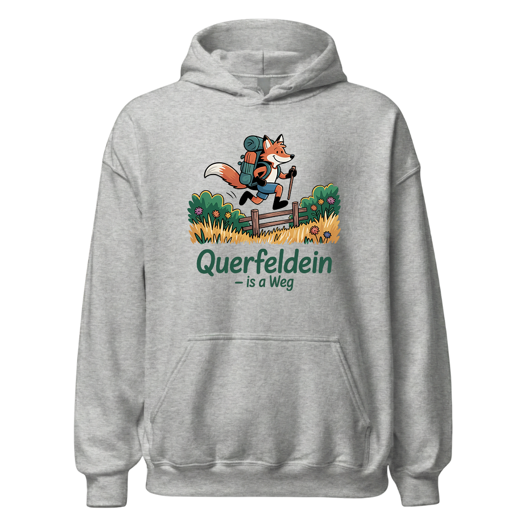 Querfeldein Fuchs Hoodie Unisex mit Fuchs-Motiv, Rückansicht