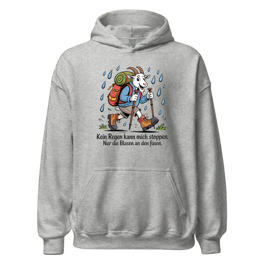 Kein Regen kann mich stoppen Hoodie Unisex mit Spruch, Rückansicht