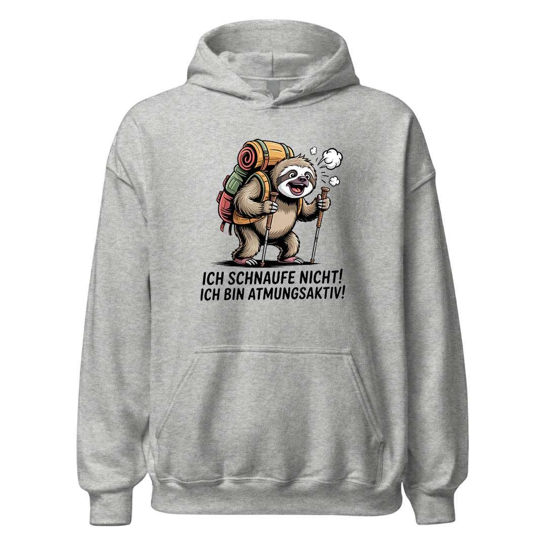 Atmungsaktiv Hoodie Unisex mit Wander-Spruch, Rückansicht
