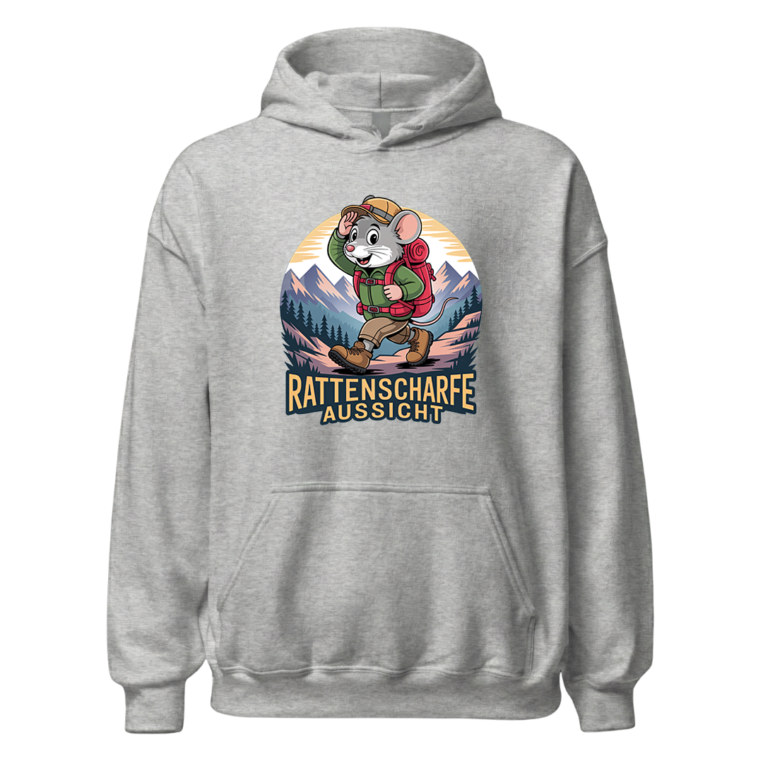 Rattenscharfe Aussicht Hoodie Unisex mit Berg-Motiv, Rückansicht