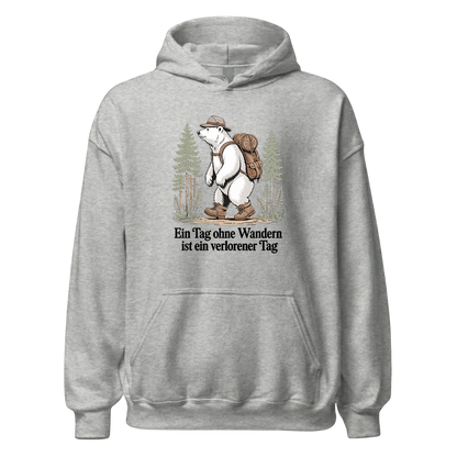 Ein Tag ohne Wandern Hoodie Unisex mit Spruch, Rückansicht