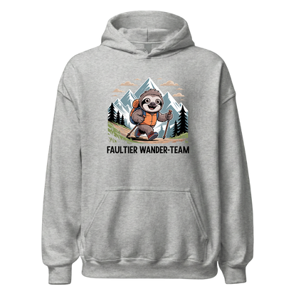 Faultier Wander-Team Hoodie Unisex mit Faultier-Motiv, Rückansicht