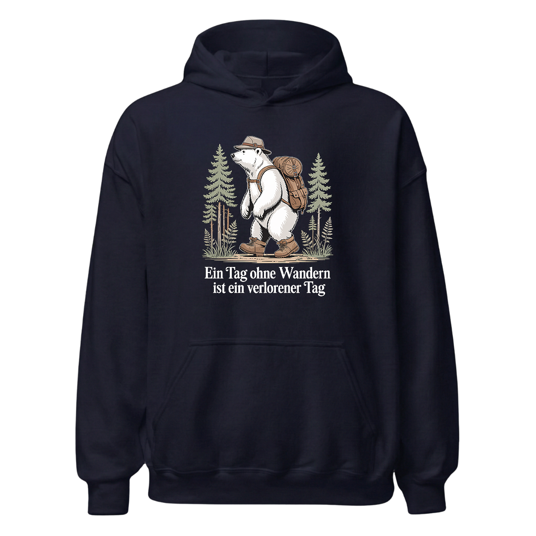Ein Tag ohne Wandern Hoodie Unisex mit Spruch, Designdetail