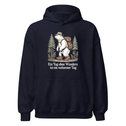 Ein Tag ohne Wandern Hoodie Unisex mit Spruch, Designdetail