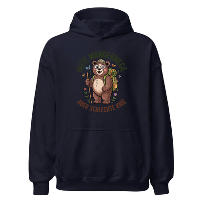 Gute Wanderwege aber schlechte Knie Hoodie Unisex mit Spruch, Designdetail