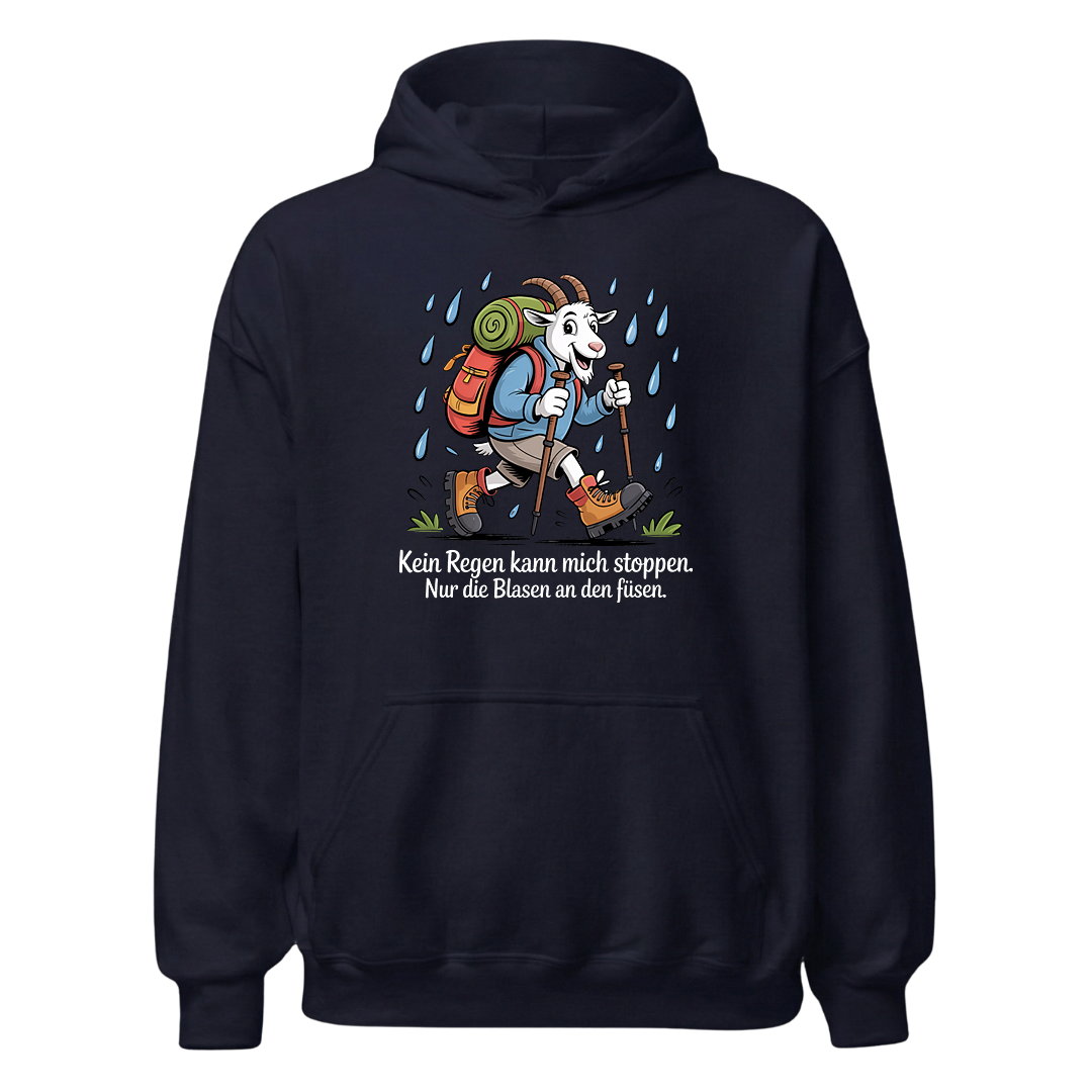 Kein Regen kann mich stoppen Hoodie Unisex mit Spruch, Designdetail