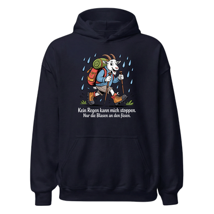 Kein Regen kann mich stoppen Hoodie Unisex mit Spruch, Designdetail