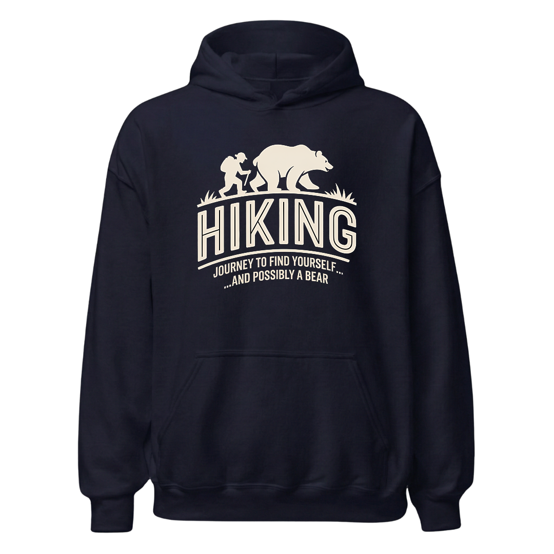 Hiking Journey Hoodie Unisex mit Wander-Motiv, Designdetail
