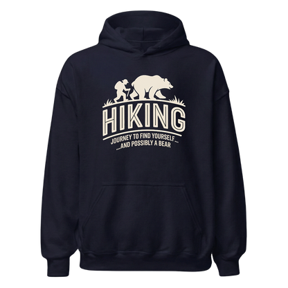 Hiking Journey Hoodie Unisex mit Wander-Motiv, Designdetail