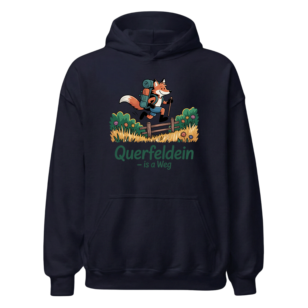 Querfeldein Fuchs Hoodie Unisex mit Fuchs-Motiv, Designdetail