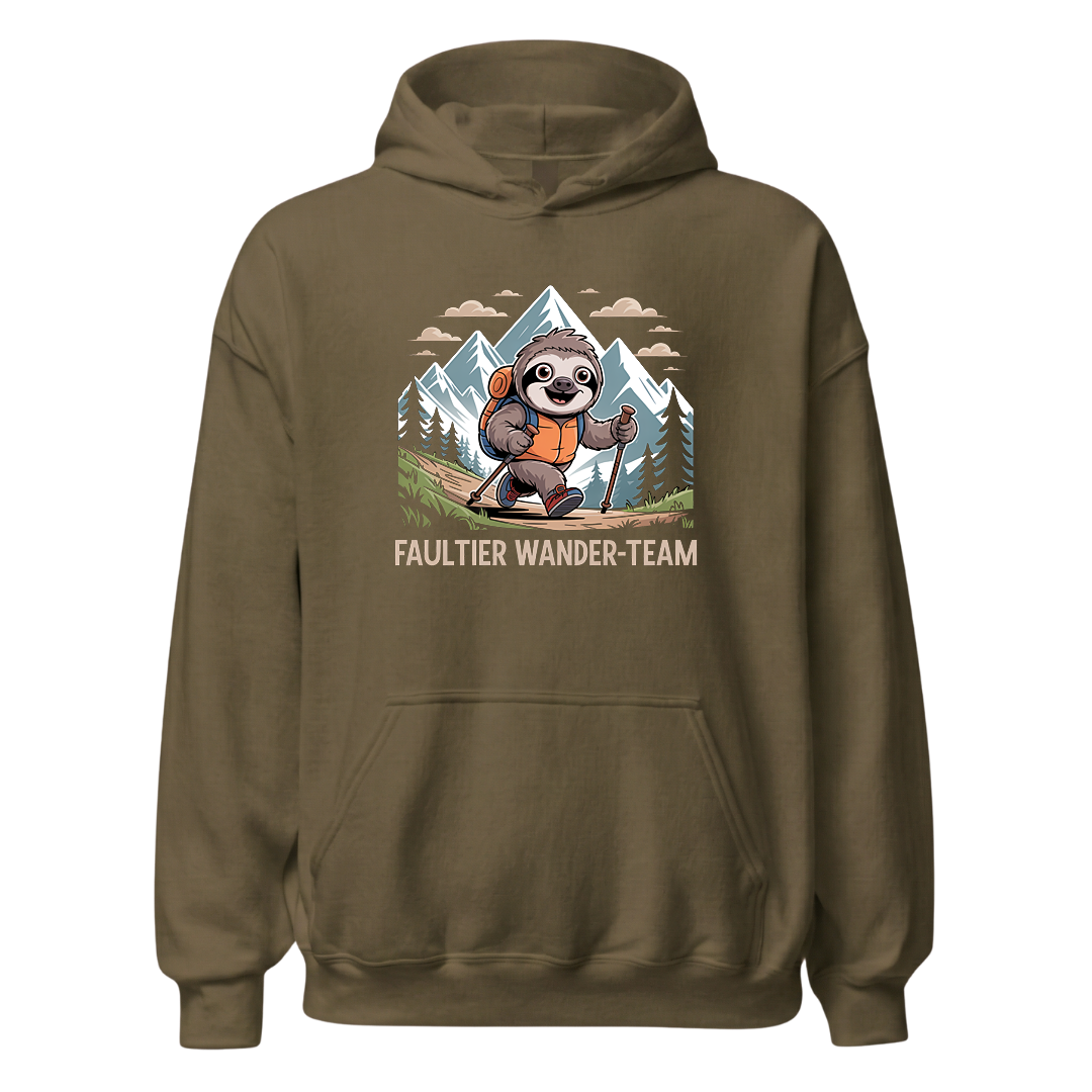 Faultier Wander-Team Hoodie Unisex mit Faultier-Motiv, weitere Ansicht