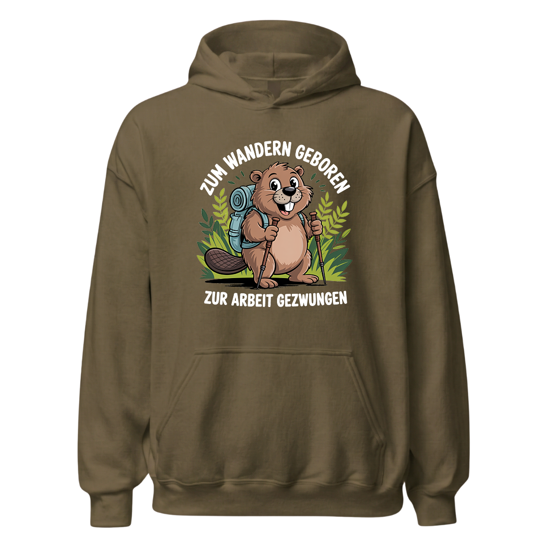 Zum Wandern geboren Hoodie Unisex mit Wander-Spruch, weitere Ansicht