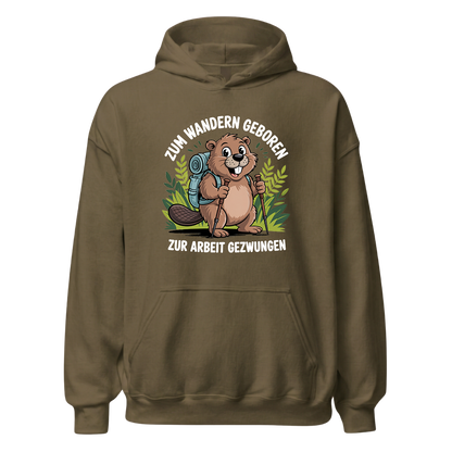 Zum Wandern geboren Hoodie Unisex mit Wander-Spruch, weitere Ansicht