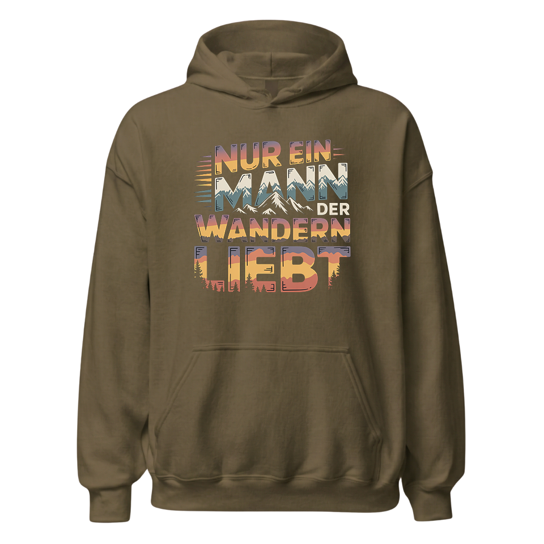 Nur ein Mann der Wandern liebt Hoodie Unisex mit Spruch, weitere Ansicht
