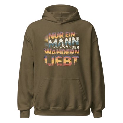 Nur ein Mann der Wandern liebt Hoodie Unisex mit Spruch, weitere Ansicht