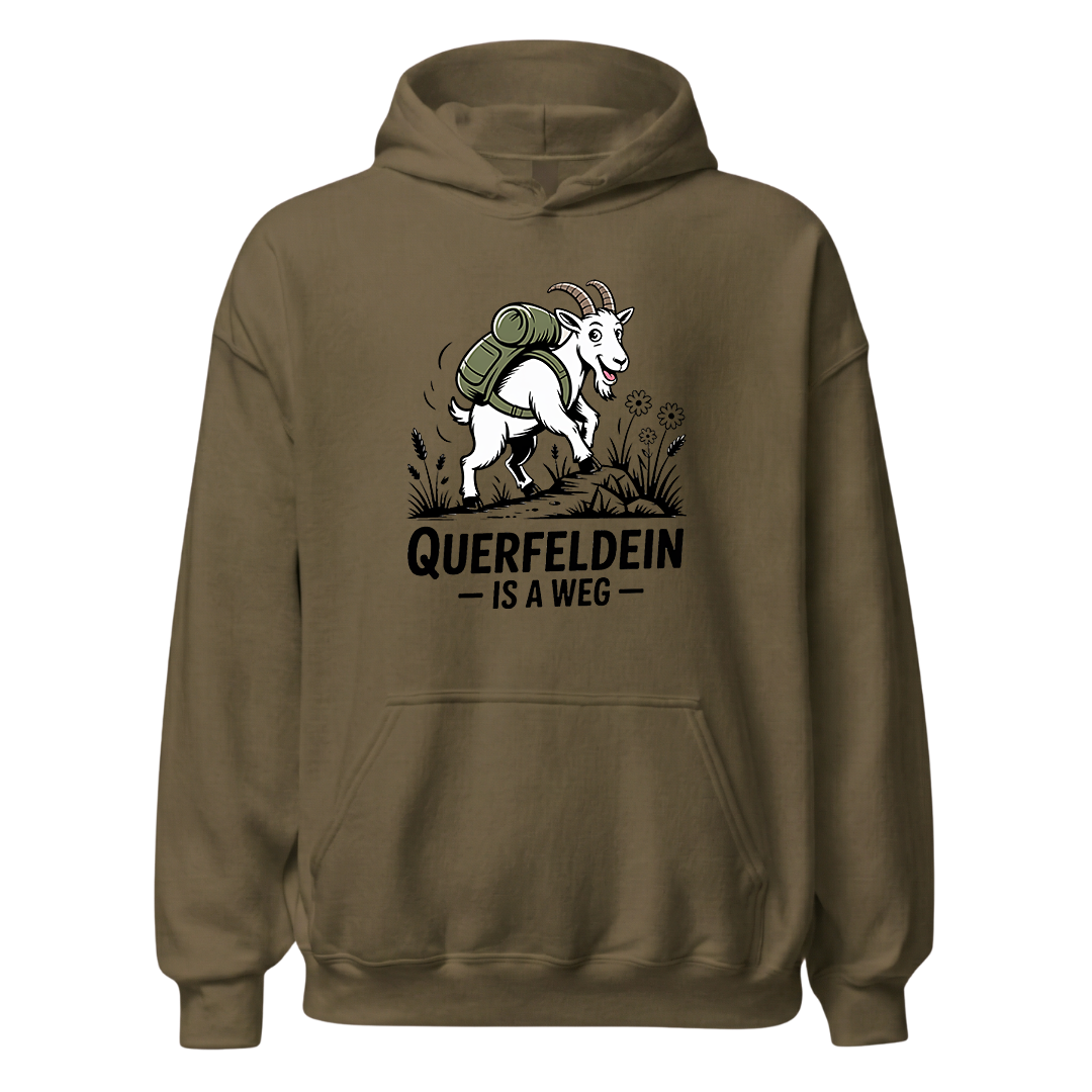 Querfeldein Bergziege Hoodie Unisex mit Ziegen-Motiv, weitere Ansicht