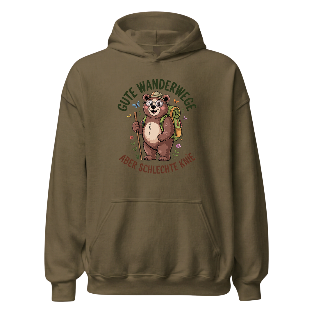 Gute Wanderwege aber schlechte Knie Hoodie Unisex mit Spruch, weitere Ansicht