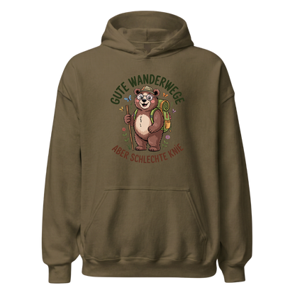 Gute Wanderwege aber schlechte Knie Hoodie Unisex mit Spruch, weitere Ansicht
